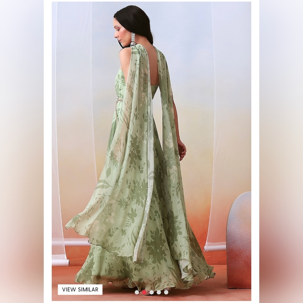 Sage Green Floral Gown